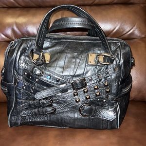 Hype Black Studed Leather Boston Bag. Like New.